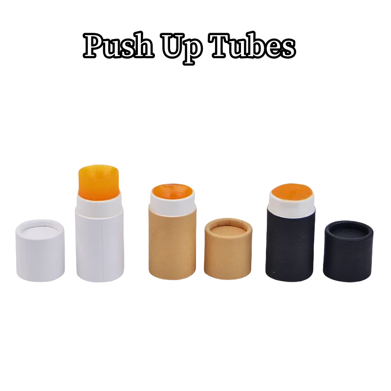 Mini Cardboard Paper Tubes Bottom Push Up Lip Balm Packaging Container Biodegradable Cylindrical Deodorant Tubes