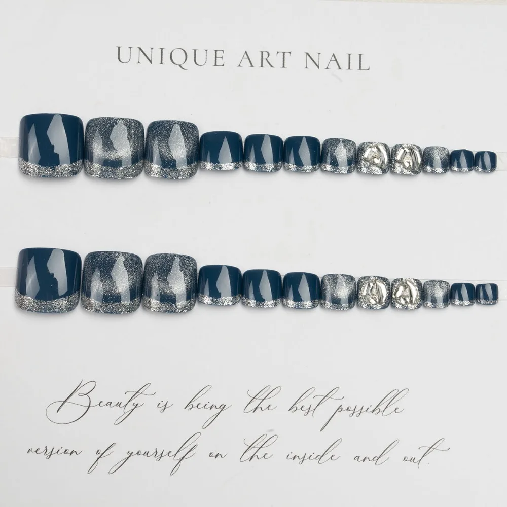 Moda Occhio di Gatto Unghie Finte Testa Quadrata Lunghezza Corta Unghie Finte Dei Piedi Copertura Completa Indossabile Manicure Punte Del Chiodo Del Piede Ragazza