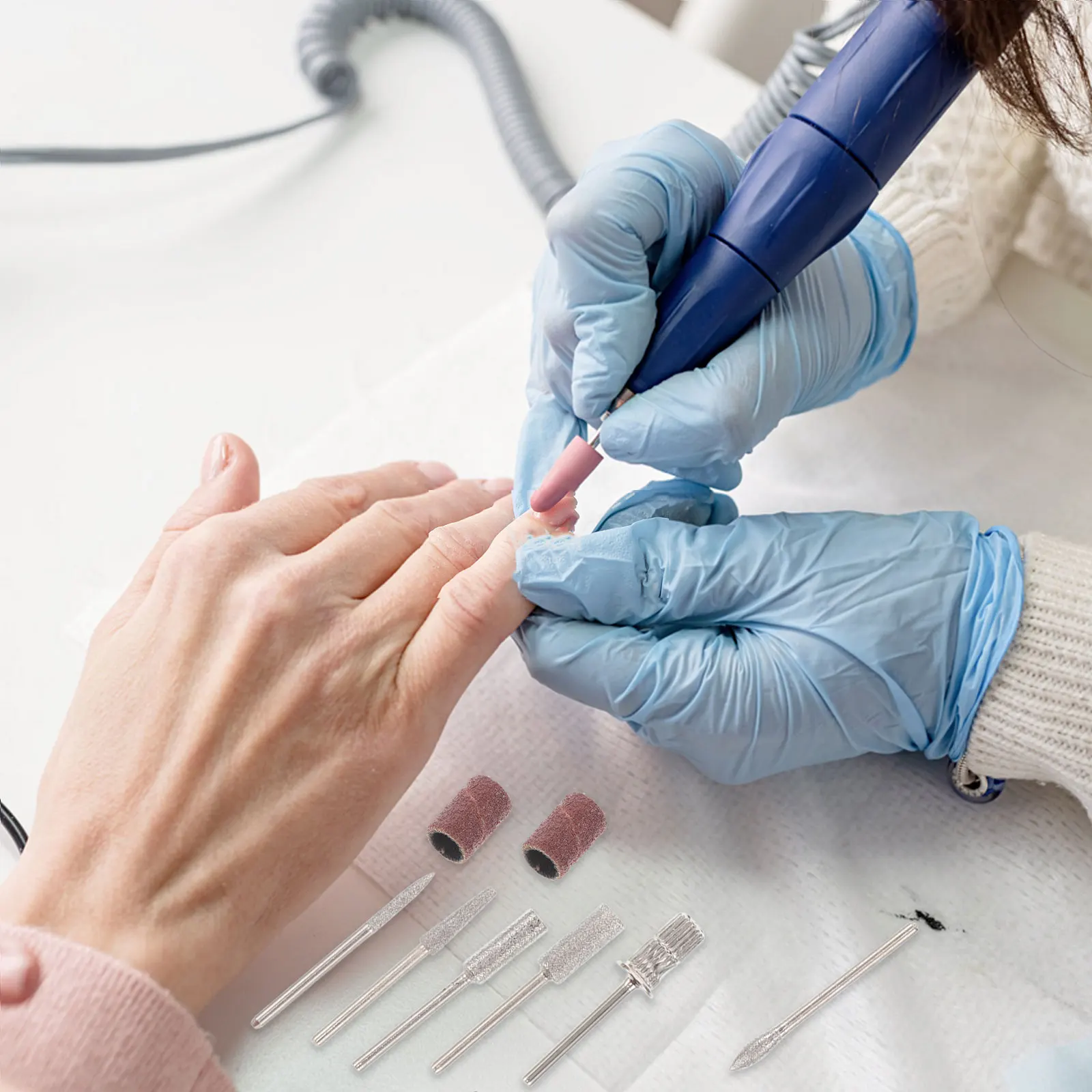 6-delige professionele diamanten nagelbitset manicure pedicure slijpen polijsten verschillende vormen elektrische nagelboorvijl