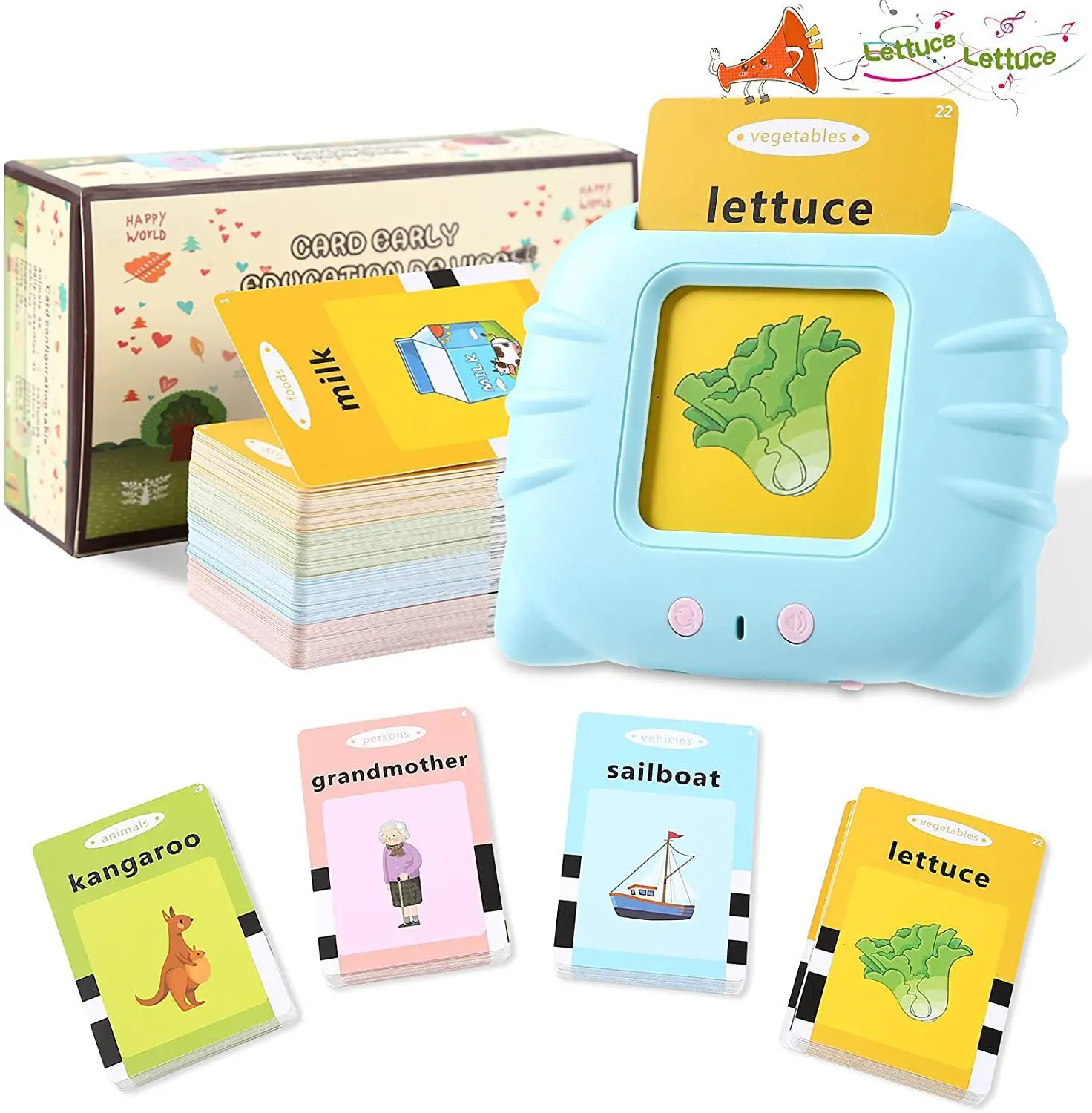 Kids Audio Electronic Cards Book Cognitive Talking Flash Cards Early Education Learn English Words Toys Game for Toddlers Gift