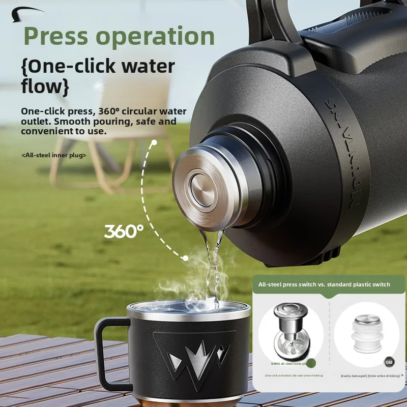 Long-Lasting 72-Hour Thermal Insulated Water Bottle Large Capacity Outdoor Portable Travel Cooling Cup Pot Modern Simple Style