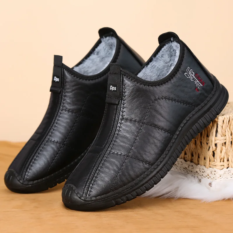 men's boots are warm waterproof non slip thick walking boots, and oversized work shoes for men aged 38-48 platform boots 2025