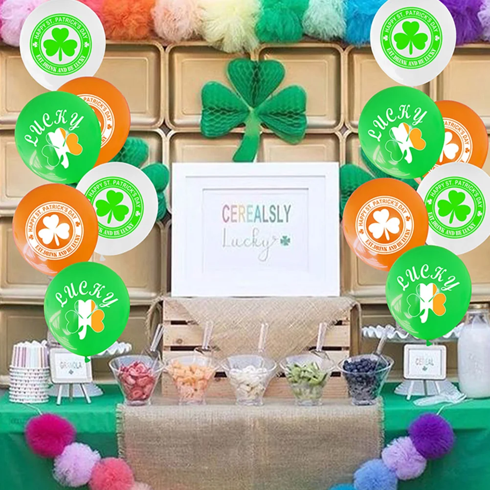 

24 Pcs Party Balloons . Patrick's Day Supplies Decor The Banner Latex Emulsion Round Decorative