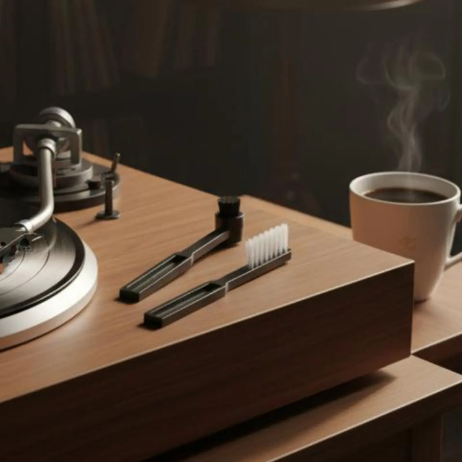 2 cepillos de limpieza para discos de vinilo con cerdas de fibra de carbono, cepillo antiestático para vinilos, limpiador de puntas de brazo de tocadiscos, limpieza profunda