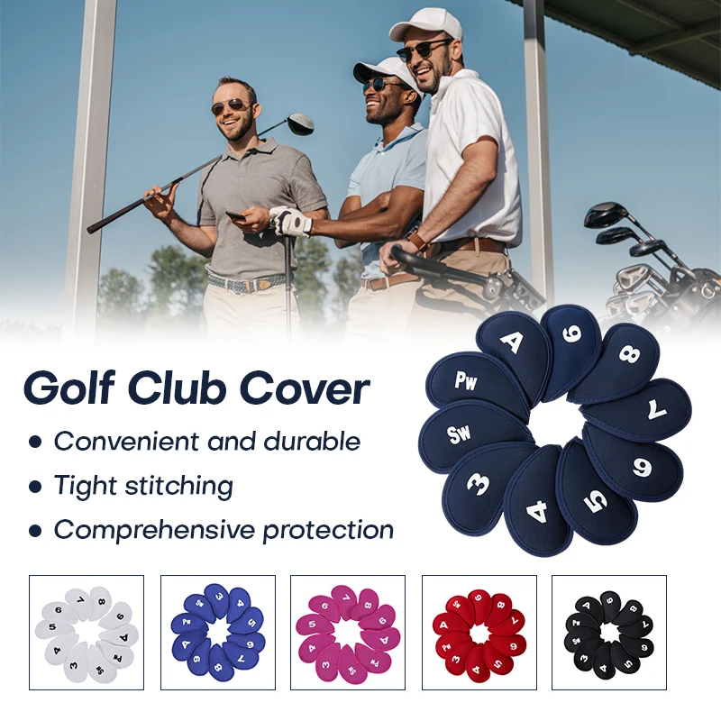 10 Pcs Neoprene Golf Iron Head Covers Club Headcovers Protector Set Universal Number Ball Cap Golf Club Accessories