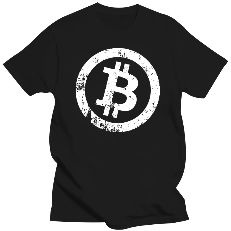 Vintage Bitcoin Logo T-Shirt Summer Men Short Sleeve O-neck Cotton Tshirt Hip Hop Tees Tops Streetwear