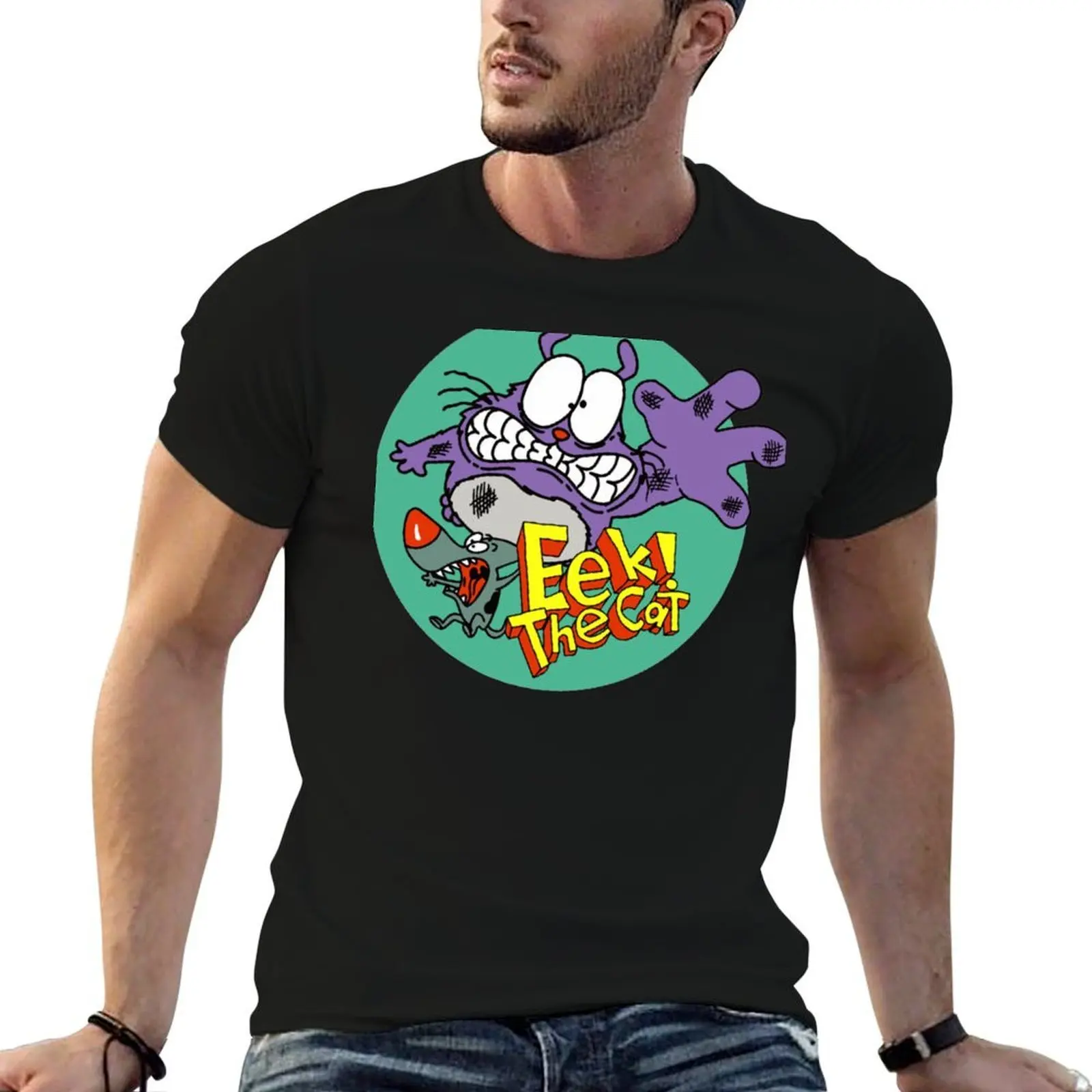 

man The man man (and Cat t t t shirt plain cotton for T-Shirt shirt Eek! shirt Sharky)