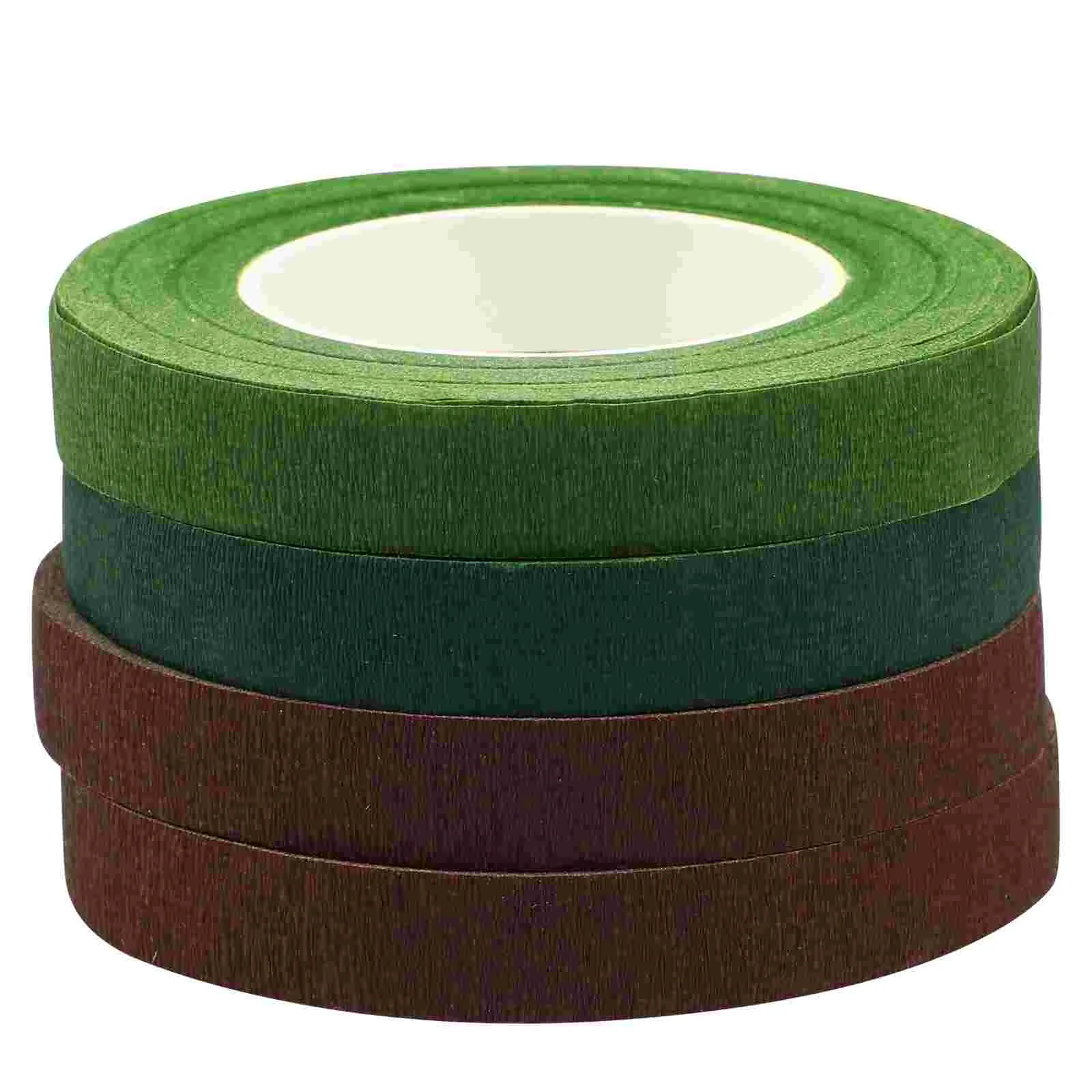 4 rollos de cintas florales de color verde oscuro de 30 yardas de ancho, cinta adhesiva de embalaje para envoltura de tallo de ramo, cinta de floristería (verde oscuro + verde claro +