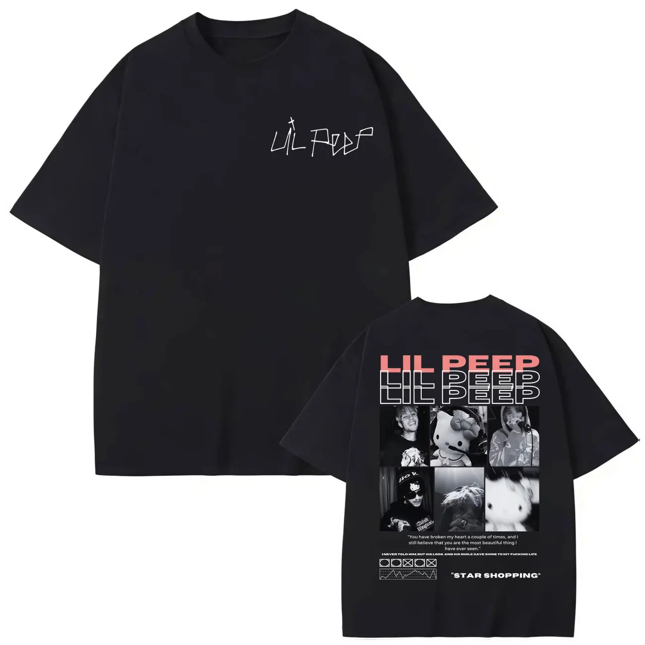 Rapper lil peep nova moda estética t-shirs hellboy crybaby hip hop gráfico topos roupas das mulheres dos homens camisas de algodão de grandes dimensões