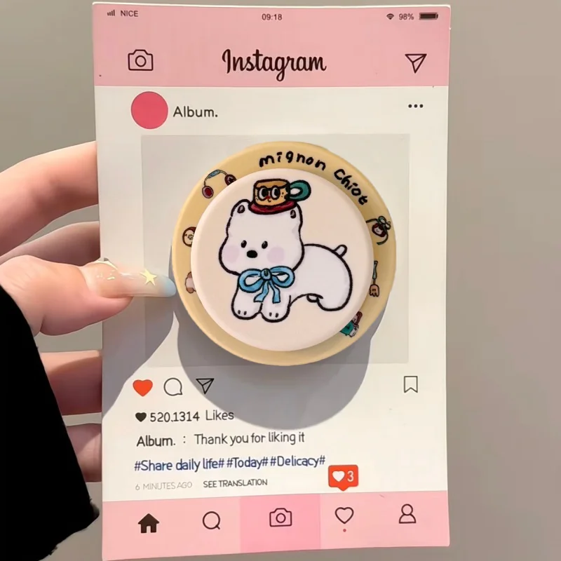 

Магнитный держатель Griptok для телефона Magsafe, милый корейский мультяшный щенок для IPhone, складной и забавный чехол для беспроводной зарядки