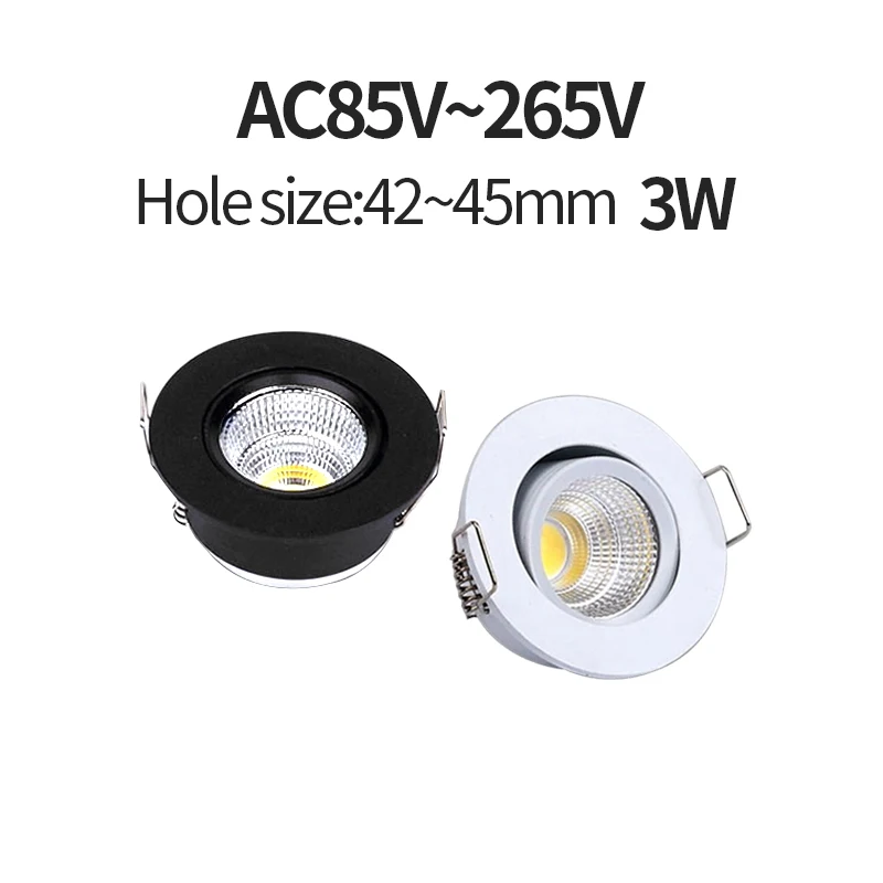 3W mini LED downlight recessed spotlight AC85-265V ceiling light opening size 45-52mm aluminum suitable for display cabinet ligh