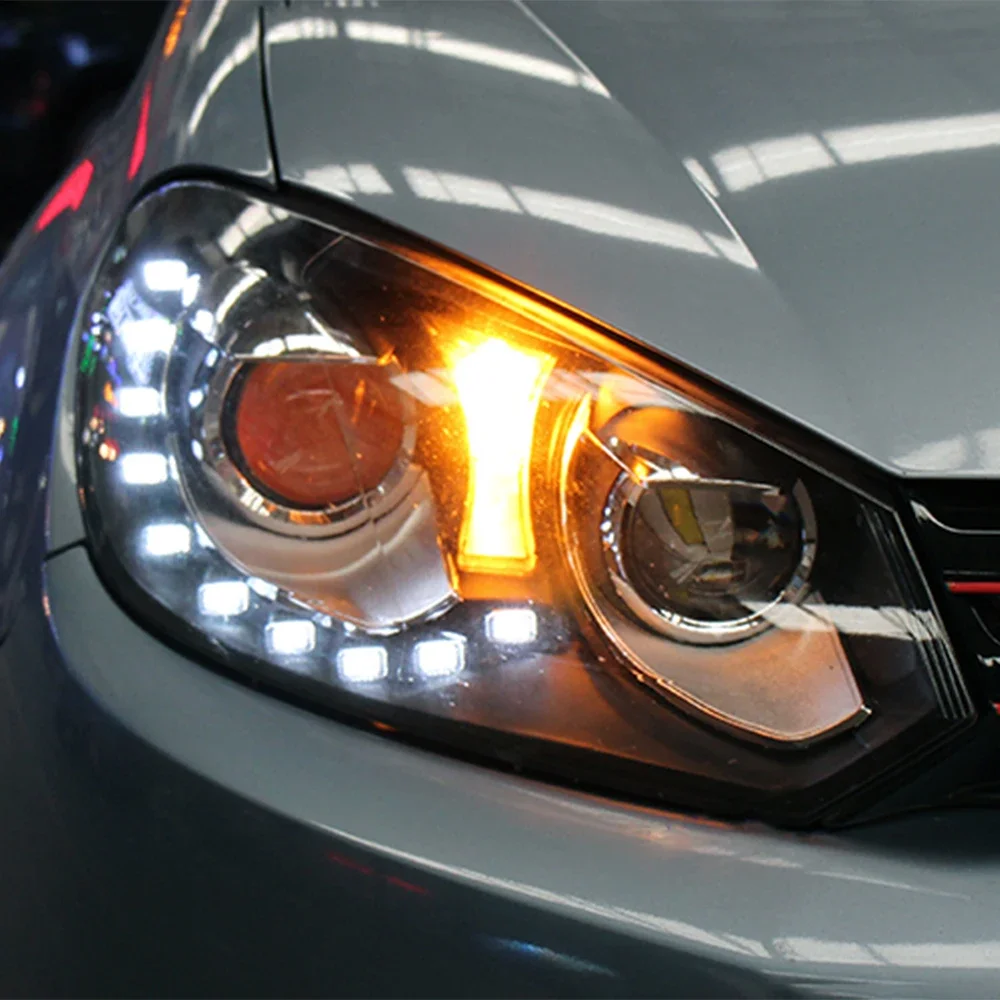 

Для VW Golf 6 MK6 2009-2012: Новые светодиодные передние фары в сборе, обновленный стиль R20, линзы-проекторы, автомобильные аксессуары