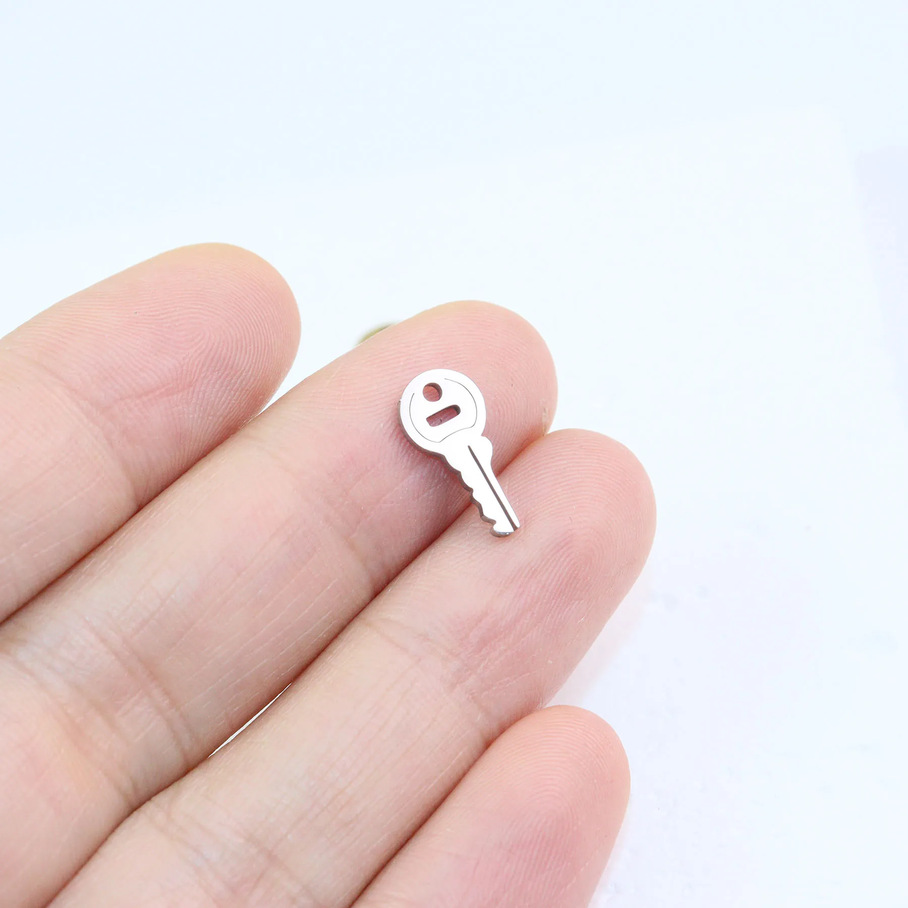 10pcs Stainless Steel Shiny Polished Key Connector Jewelry Charms Pendant DIY Handcraft  Vacuum Plate Waterproof Antiallergic