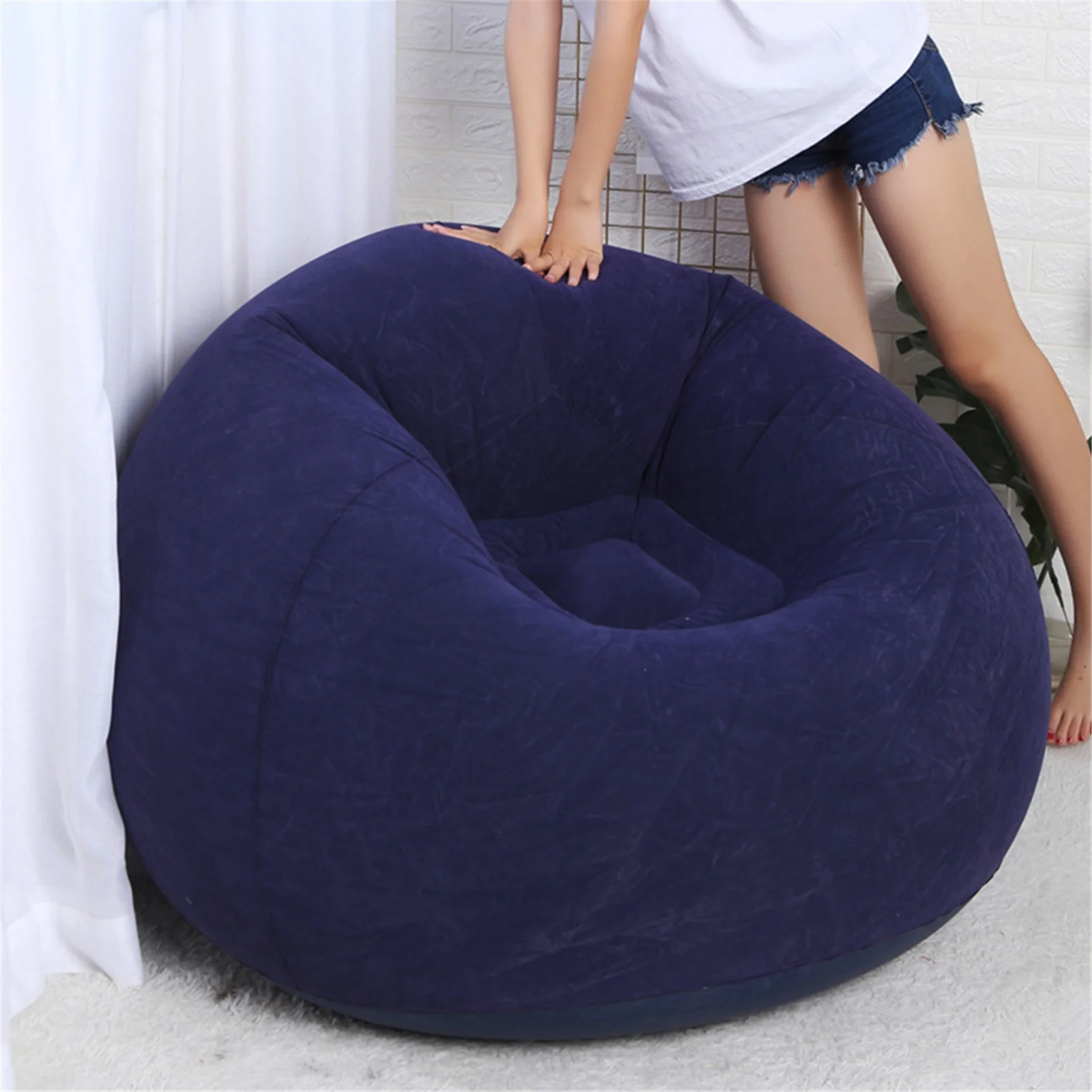 Lazy Inflatable Sofa Chairs Air Soft Cloth Bean Bag Couch Lounger Seat Tatami Living Room Leisure Sofa Furniture