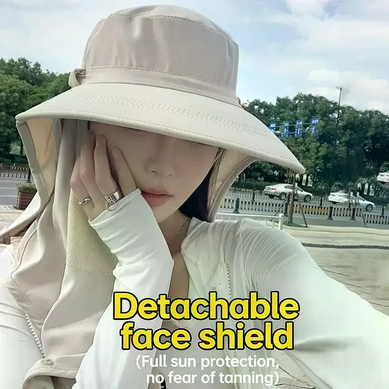 Breathable UV Protection Sun Hat With Face Cover And Neck Flap For Women Summer Outdoor Fishing Hiking Gardening Wide Brim Cap