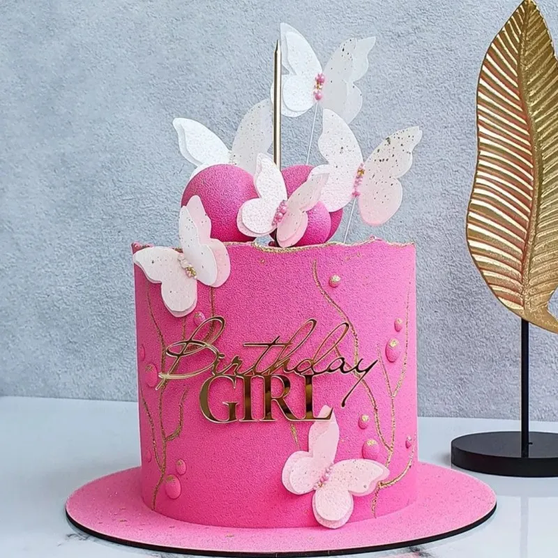 Nieuwe acryl kinderen gelukkige verjaardag taart toppers gouden jongen of meisje verjaardagsfeestje taart topper voor kraamcadeau dessert decoratie