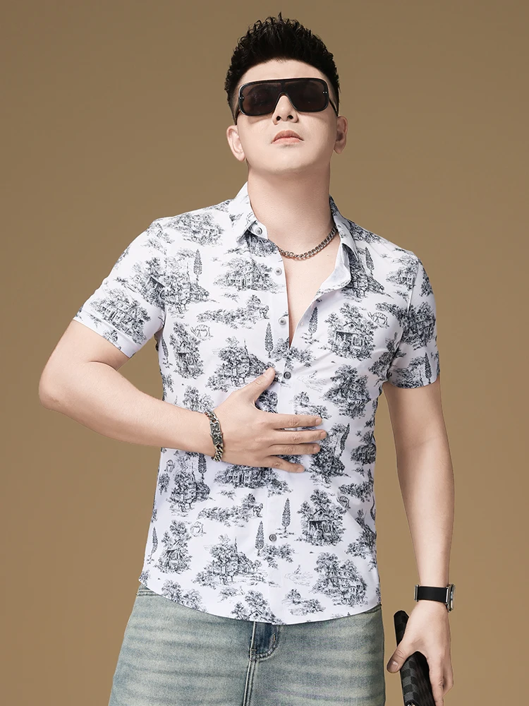 

Новая летняя мужская футболка с коротким рукавом, модная, с цветочным узором, не требует глажки, повседневная, с принтом, из полиэфирного волокна