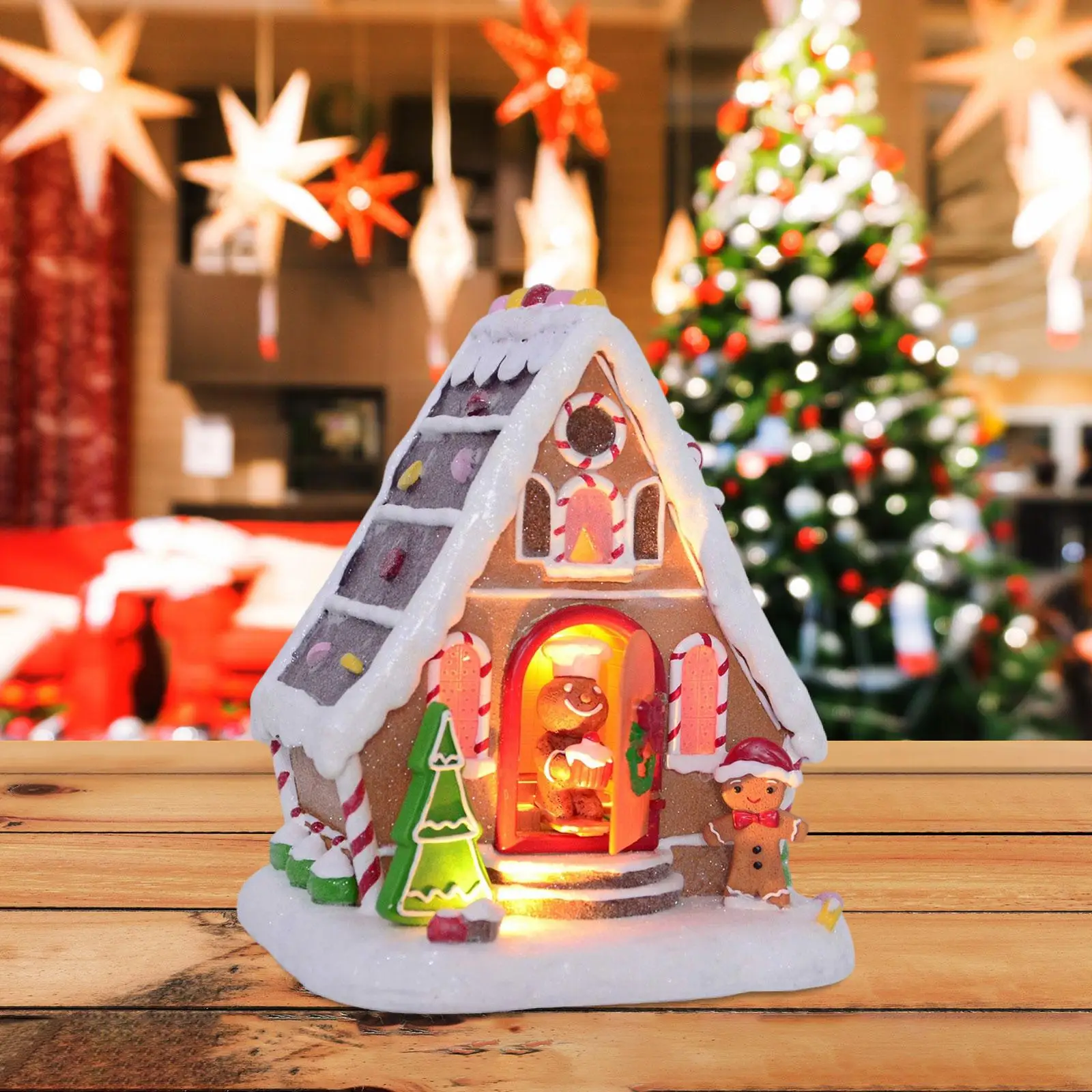 

Gingerbread Village House Resin Christmas Decoration for Party Desk Tabletop