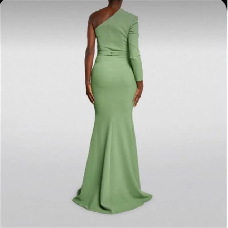 MULONG New  Long One Shoulder  Evening Dress 2023 Women Party Maxi  Mermaid Saudi Arabia Prom Cocktail Dresses