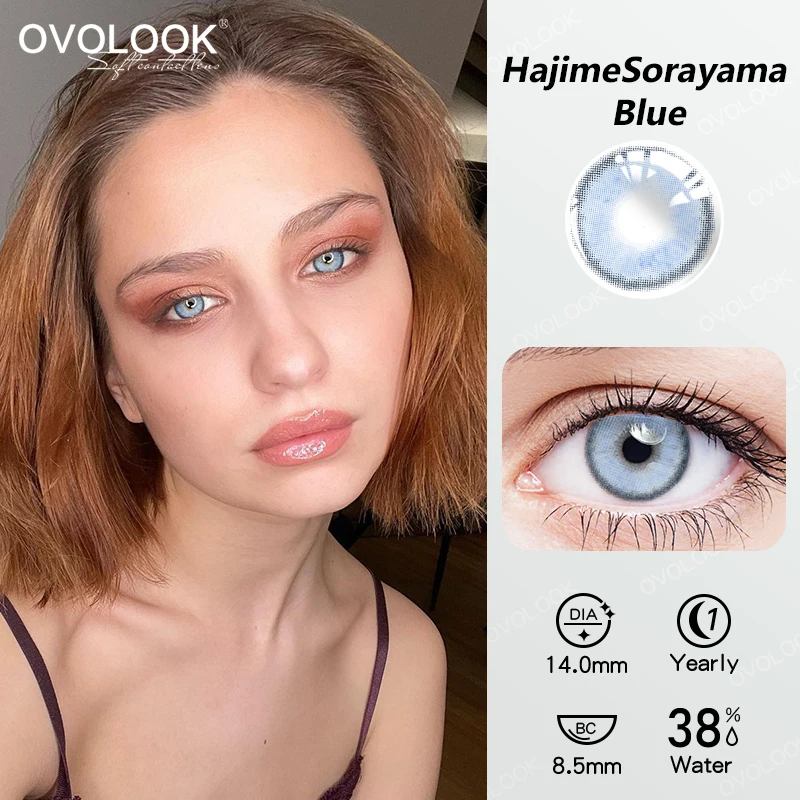 1pair Blue Contact Lenses with Diopters Graduated Beautiful Pupil Prescription Correct Myopia Hydrophilic Cosmetics Accessories