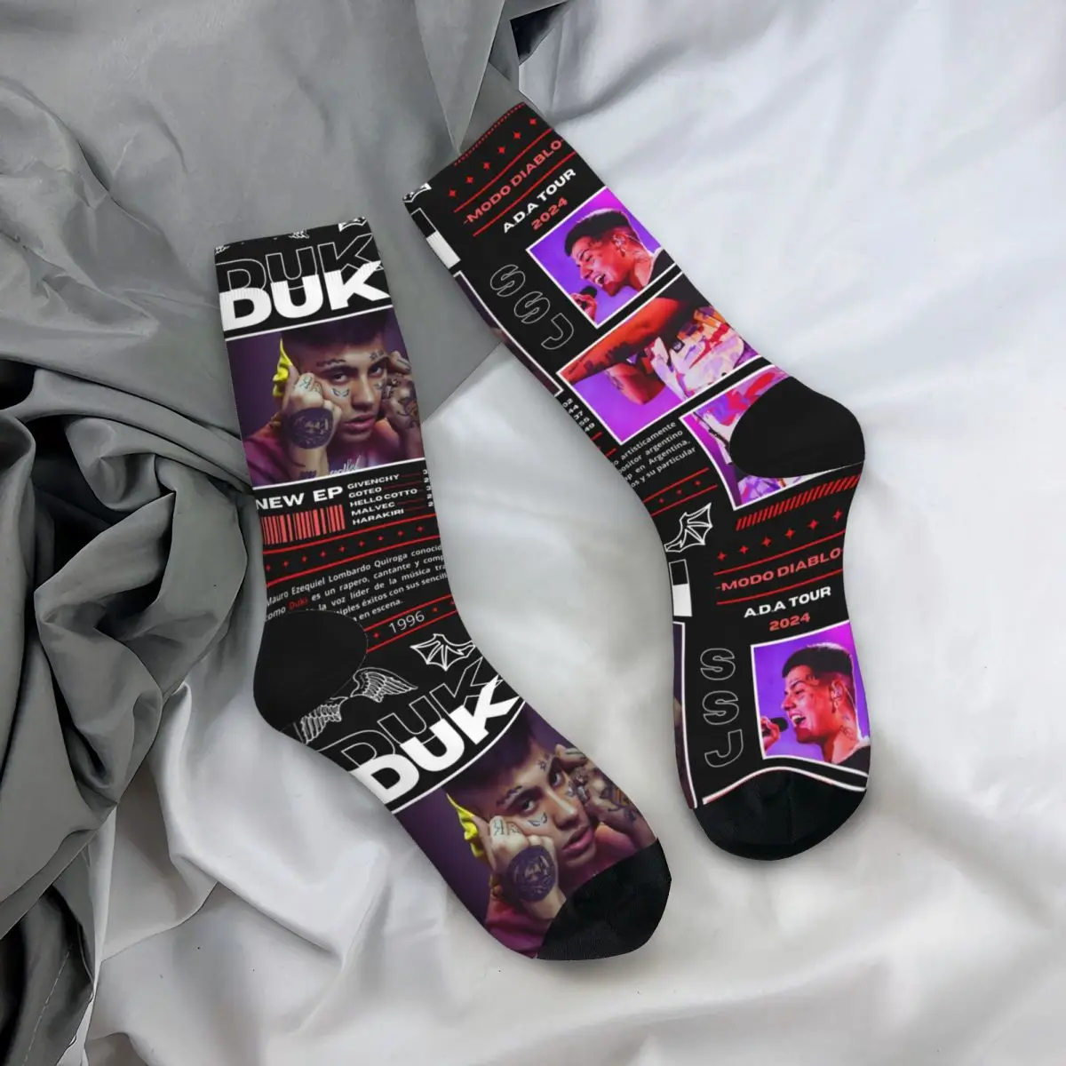 Autumn Winter Fashion Unisex Duki Singer Rapper Album Tour 2024 Socks Sweat Absorbing Basketball Socks