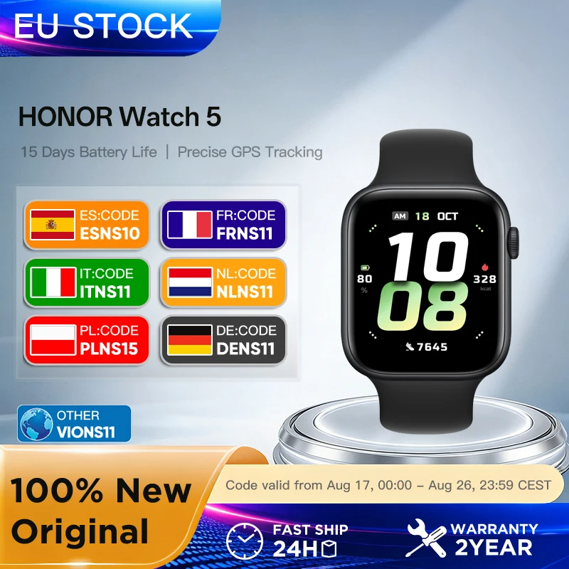Honor Watch 5 Smartwatch Gesundheits-Scan Präzise GPS-Ortung 15 Tage Akkulaufzeit