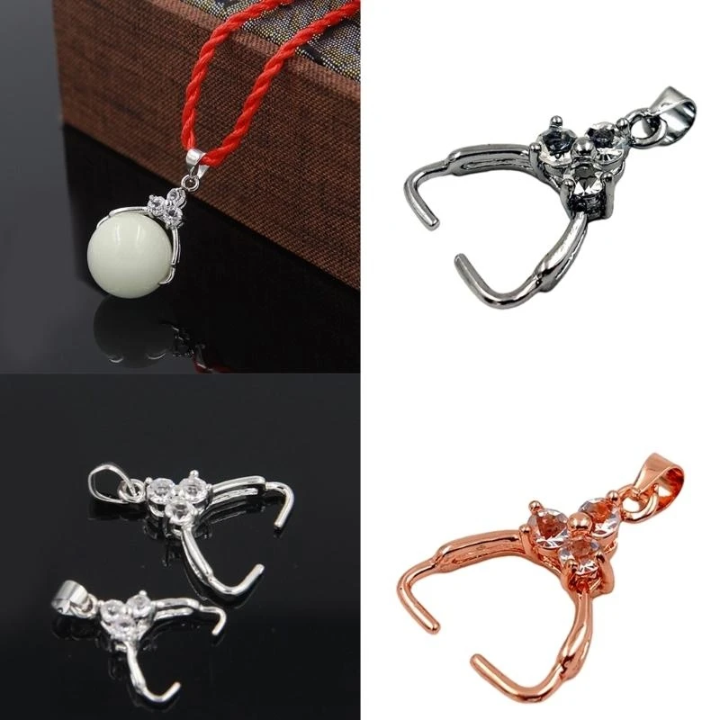  Durable Pendant Pinch Bails Pendant Connector Findings Round Bead Pendant Clip Brass Clip for Necklace Jewelry Making