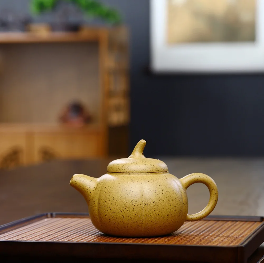 Porcelain Du Dehua Pumpkin Tea Set Sesame Segment Mud Flower Ware Eggplant Melon Pot Cross-border Gifts Kung Fu Brewing Teapot A