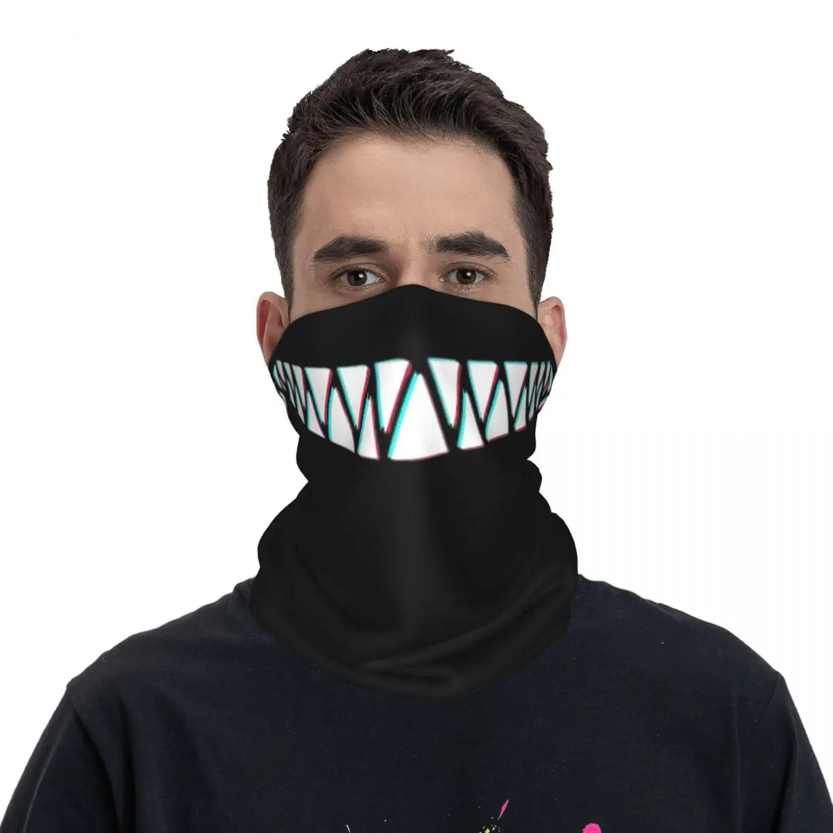 Beautiful Smile With Sharp Demon Teeth Bandana Neck Cover Printed Mask Scarf Warm Cycling Scarf Cycling For Men Adult Washable