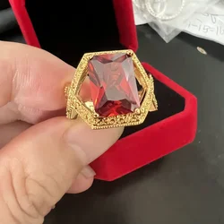 Across Male Lab Garnet Promise Ring 10k Gold Engagement Wedding Band Rings for Men Party Finger Jewelry Gift