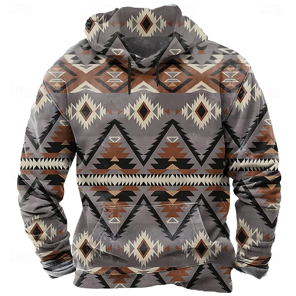 

Vintage Ethnic Style Hoodies For Men Women 3D Print Geometic Pattern Long Sleeve Sweatshirts Autumn Winter Loose Casual Clothing