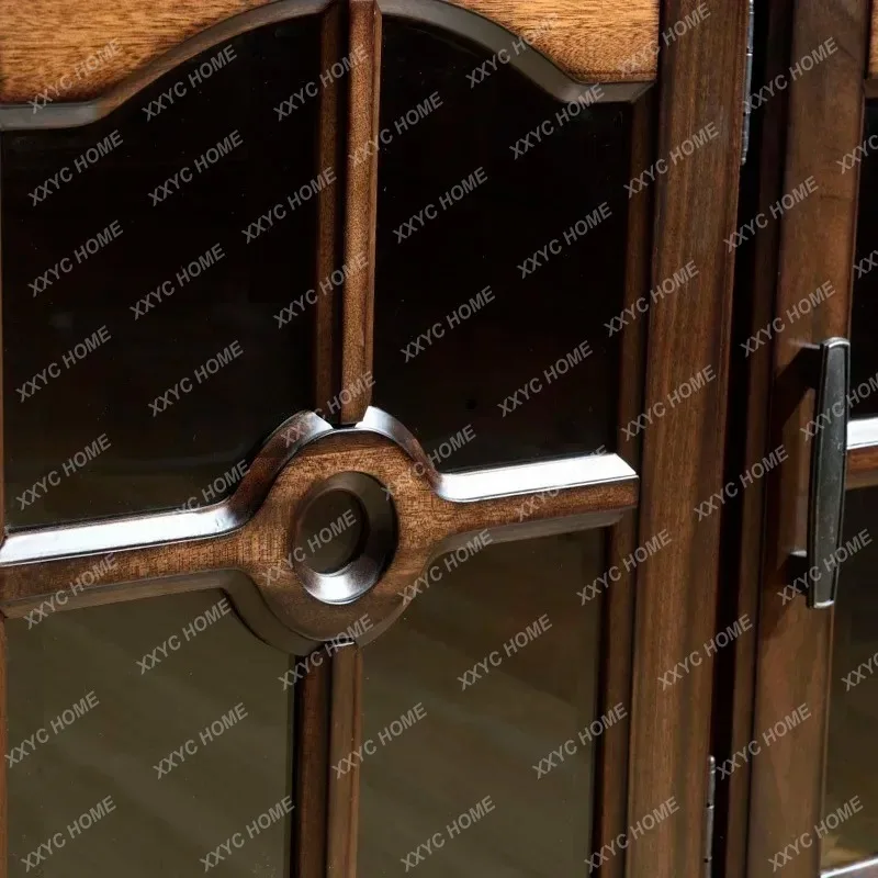 XX Hot sales solid wood black walnut dining side cabinet glass door simple living room locker  entrance