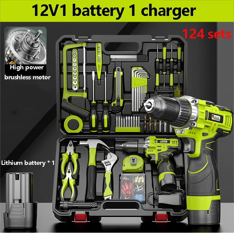 Imagem -03 - Household Multifuncional Hardware Toolbox Grupo Furadeira Elétrica Conjunto Completo Eletricista Carpinteiro Carro Montado Manutenção