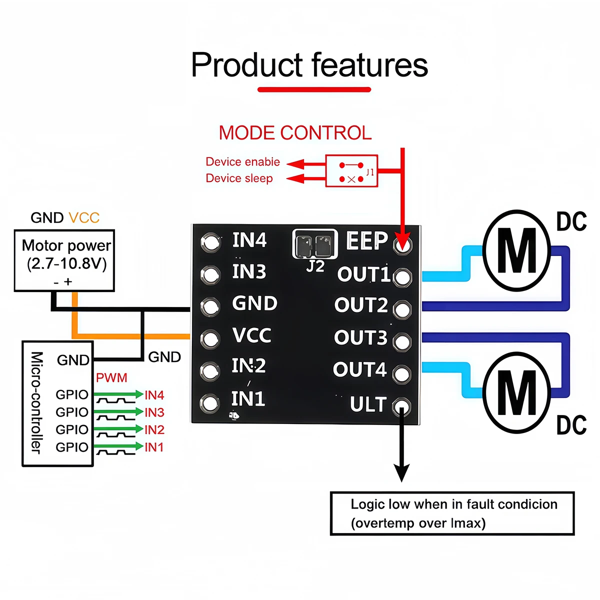 1-5PCS DRV8833 Motor Drive Module Board 1.5A 3V-10V 2 Channel Dual H Bridge DC Gear Motor Driver Controller Board DIY Kit