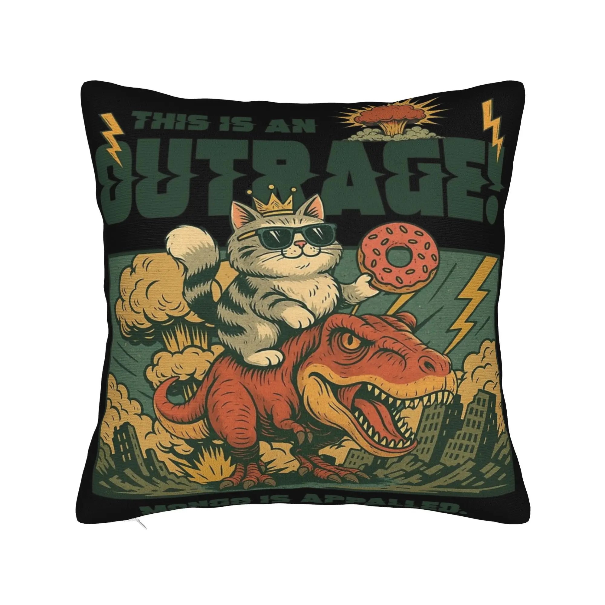 This Is An Outrage Princess Donut Cat  Pillowcase Printing Cushion Cover Gift  Throw Pillow Case Cover Sofa Multiple Sizes
