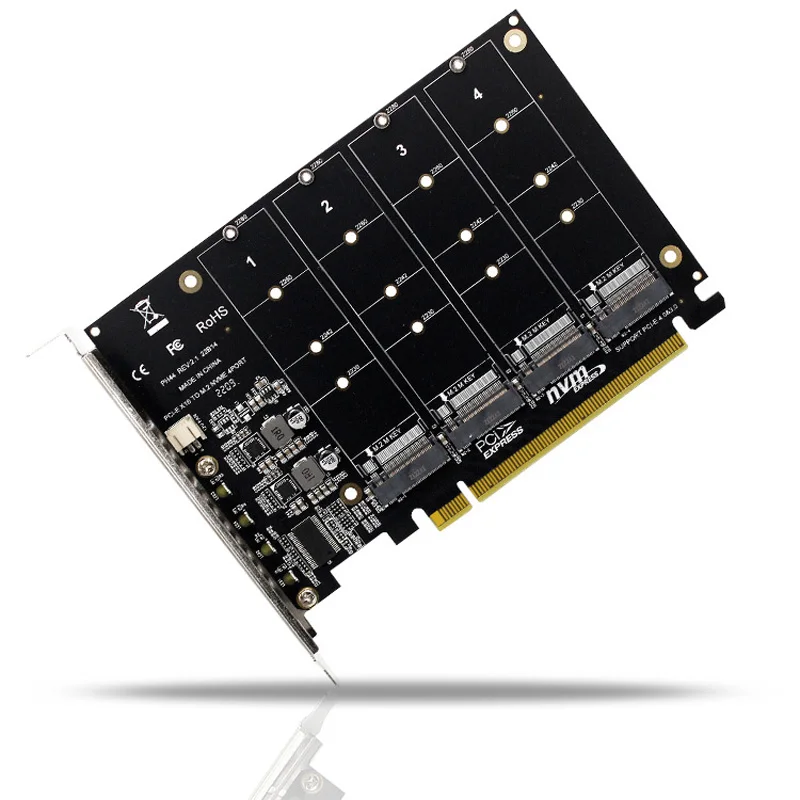 PCI-E Signal Split Array Adapter Reader Expansion Card NVME 4 Disk Supports SSD/M.2 Device Of NVME Protocol Of Key Hard Disk