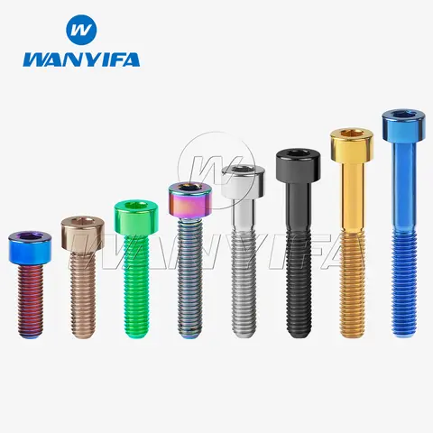 Wanyifa 티타늄 볼트 M5 x 10 12 16 18 20 23 25 30 35 40 45 50 55 60mm 알렌 키 사각 머리 나사 자전거 줄기 시트 포스트