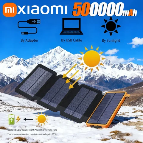 Xiaomi Solar Real Capacity Power Bank Waterproof Outdoor Camping Portable Folding Solar Panels USB Output Sun Power For iPhone