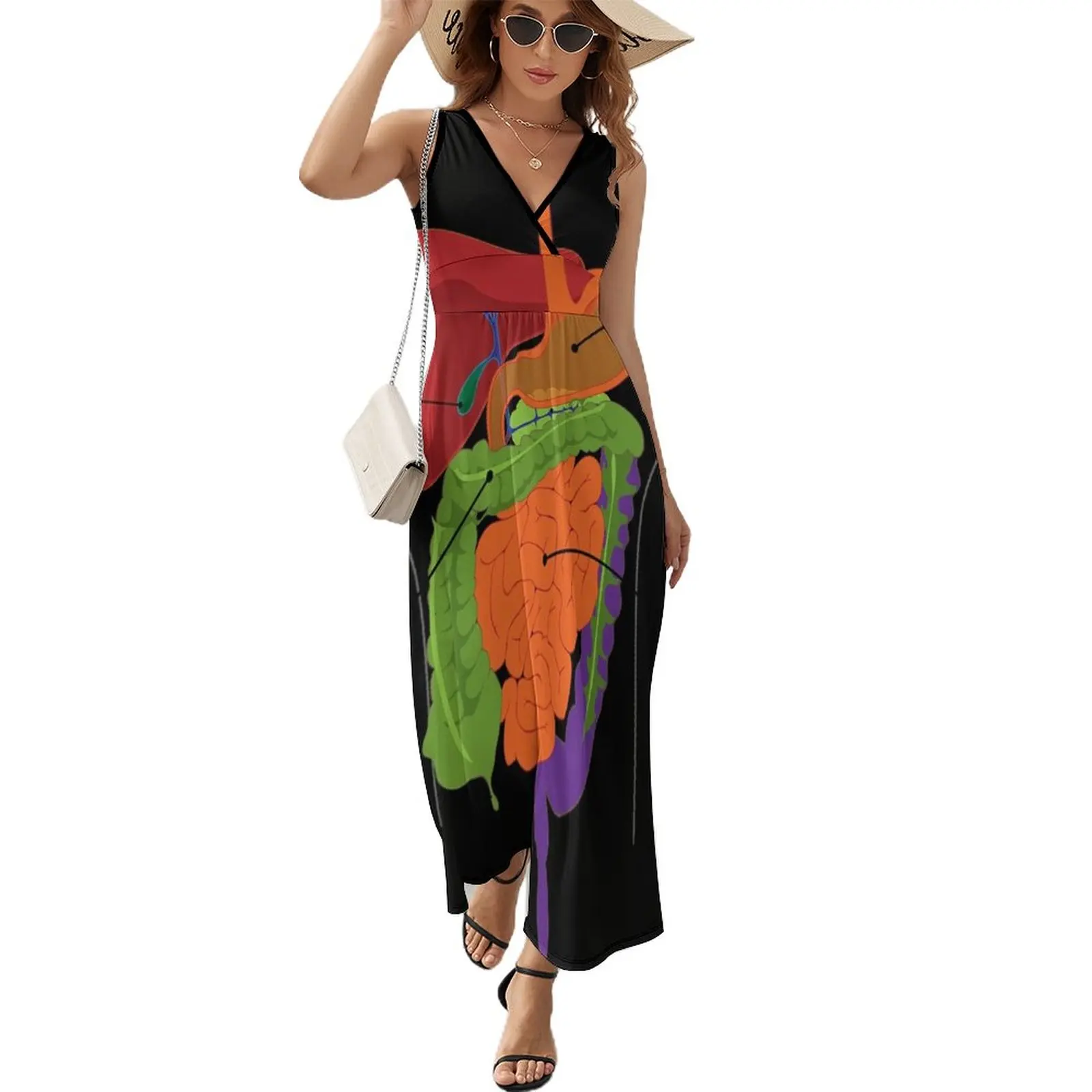 Anatomy T-Shirt - Inside Body Digestion Sleeveless Dress summer dress Women's summer dresses Dance dresses Dresses