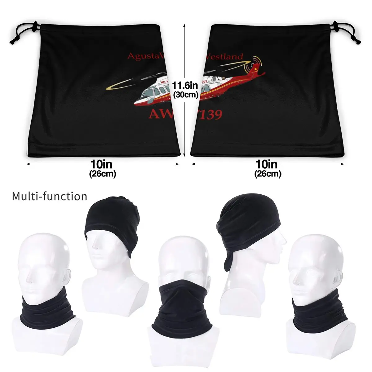 Agustawestland Aw139 Helicopter Microfiber Neck Gaiter Bandana Scarf Hiking Running High Elastic