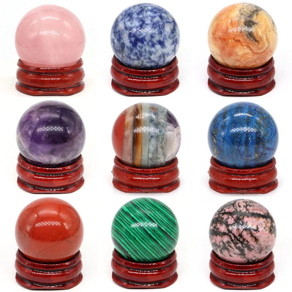30mm Natural Stone Ball Reiki Healing Crystal Massage Sphere Mineral Specimen Energy Meditation Gems Globe Home Decoration Gifts