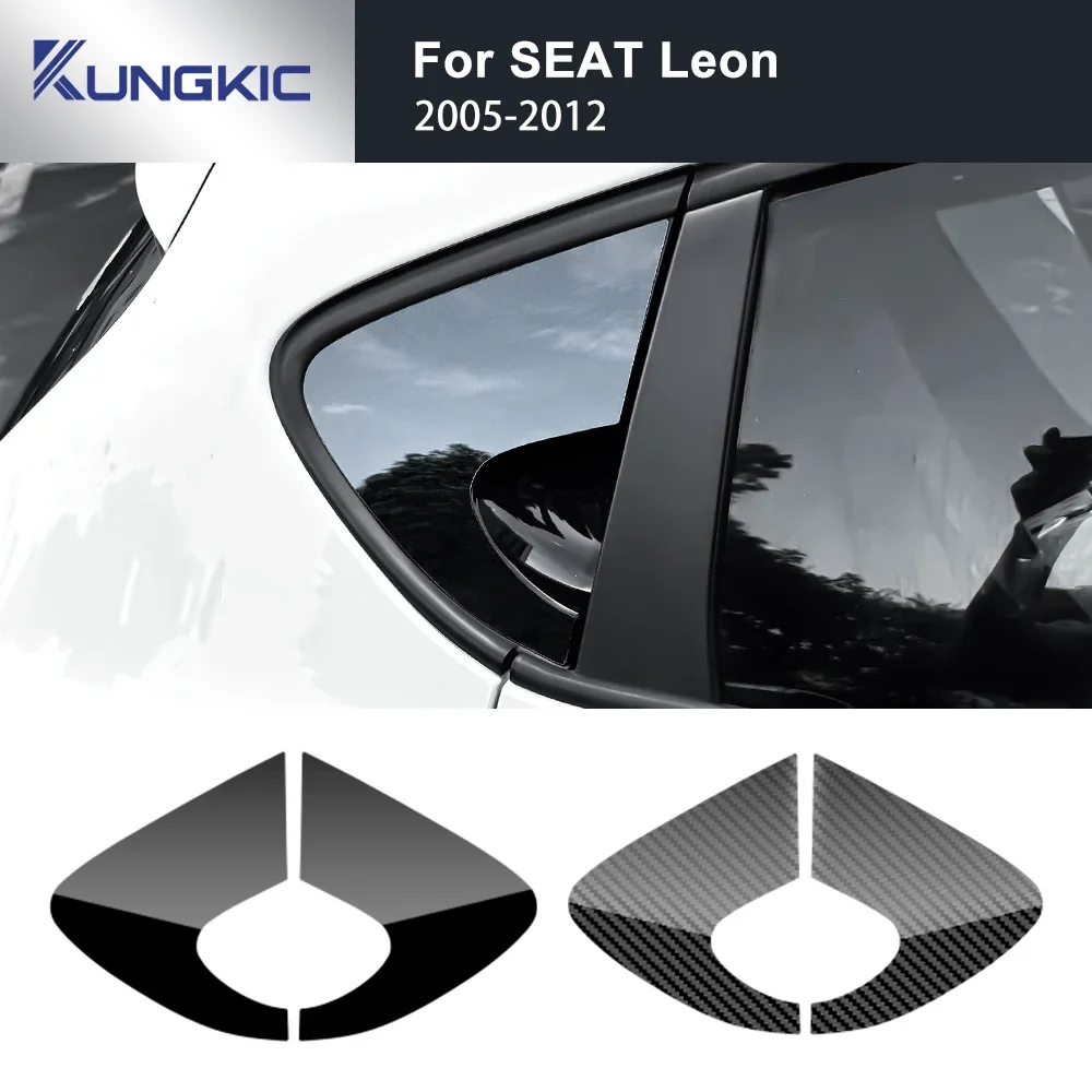 Glossy Black Carbon Fiber Pattern For Seat Leon MK2 1P Altea 2005 2006 2007 2008 2009 2010 2011 2012 Triangle Window Sticker