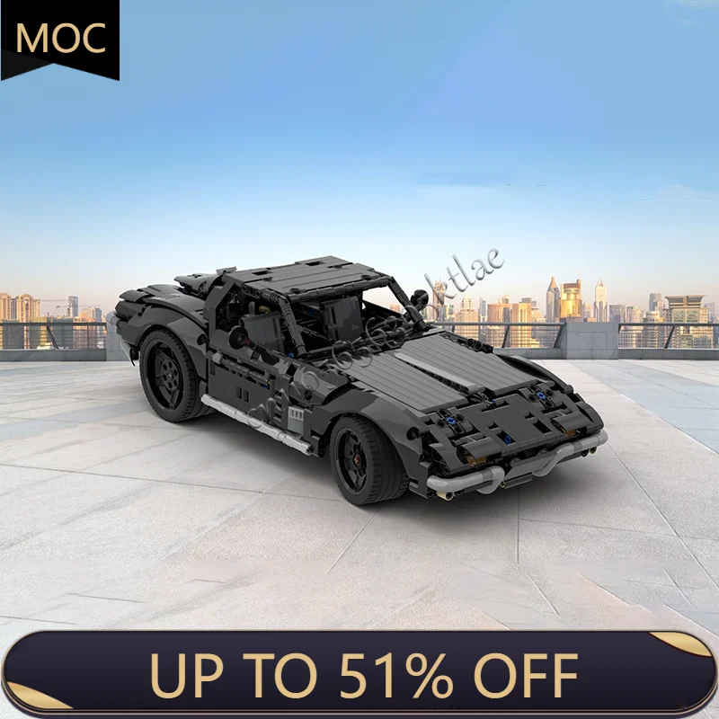 

1227 Parts MOC Technology Racing Black V8 Supercar Model Building Blocks Speed Vehicle Bricks Toys Kids Popular Christmas Gifts