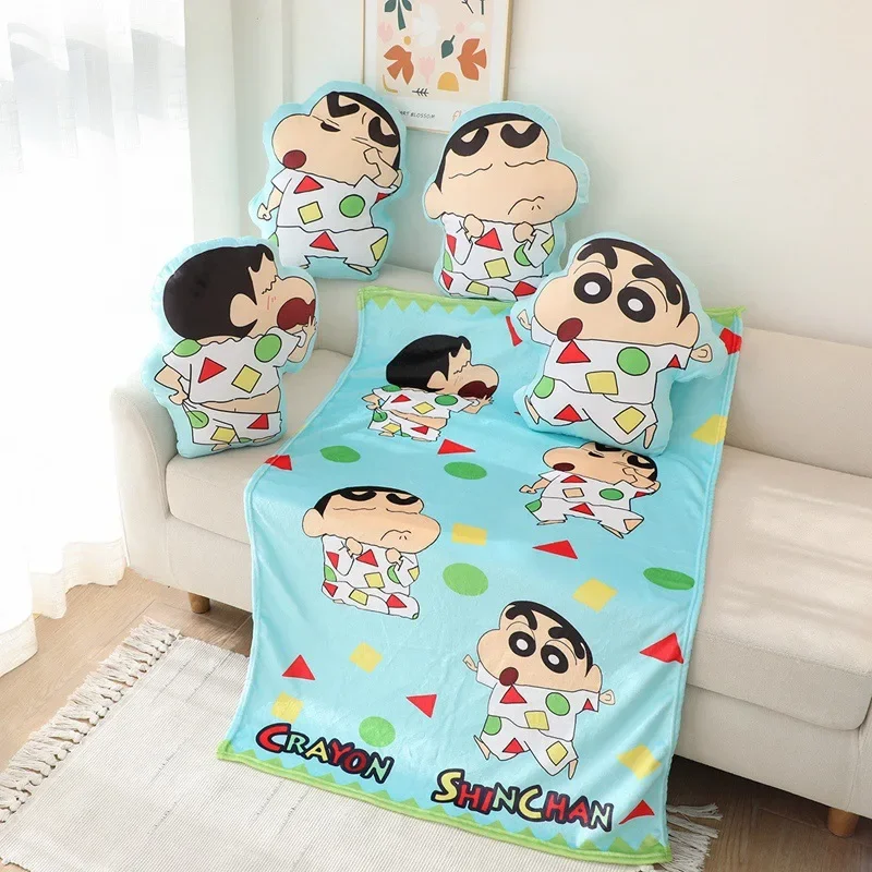 Crayon Shin-chan Pillow Blanket Summer Air Conditioning Blanket Kids Pillow Emoji Anime Peripheral Plush Car Pillow Blanket Gift