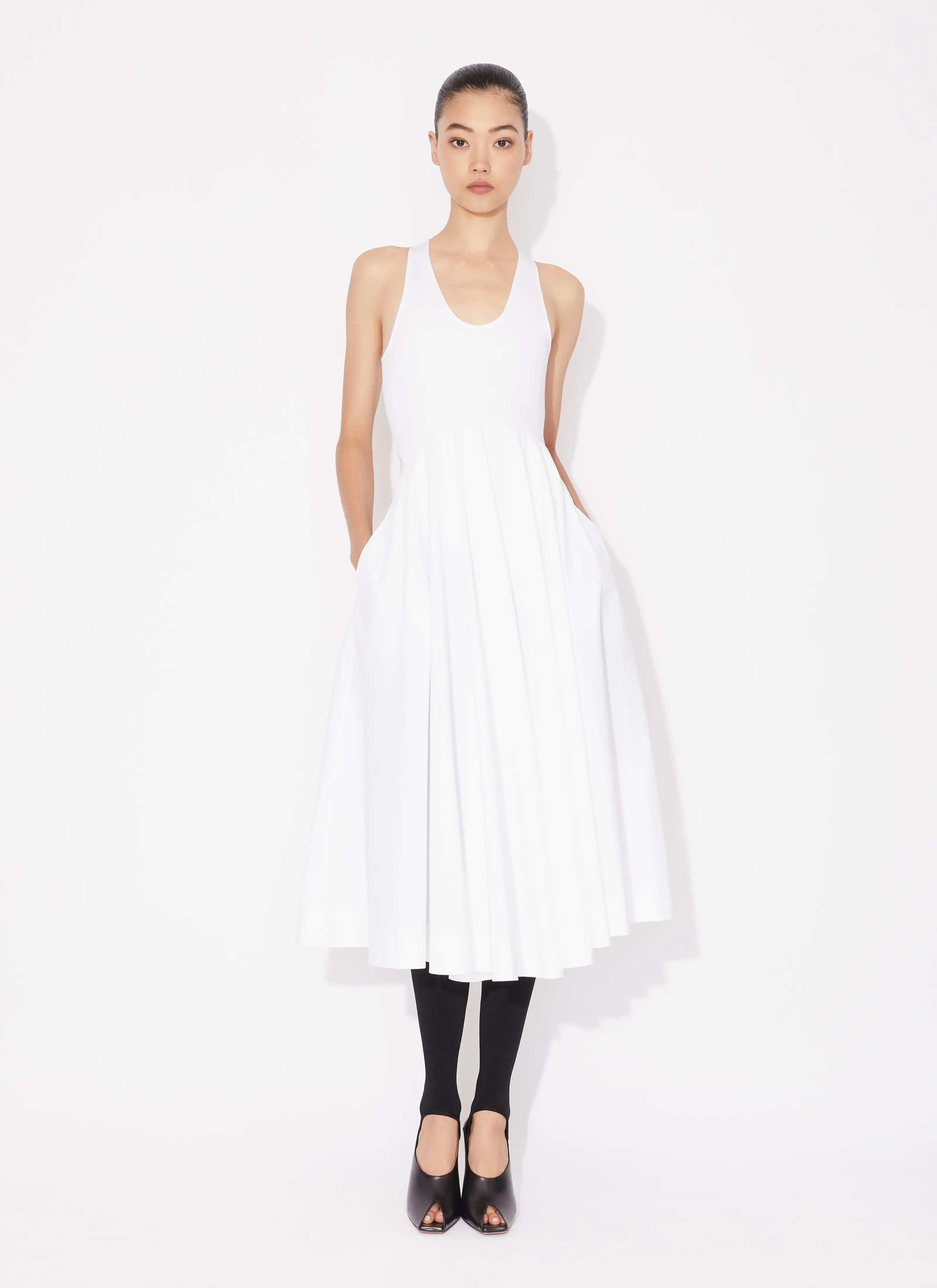 New Fashion White Long Dress ALAIA High Quality Designer Handmade