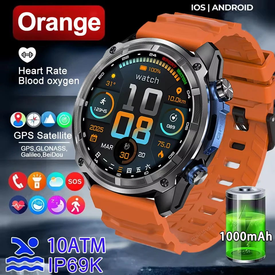 Nieuwe T-REX3 PRO Heren Militaire GPS Smartwatch Outdoor 1000mAh Batterij 10ATM Waterdicht 4GB RAM Bluetooth Oproep AMOLED HD Smartwatch