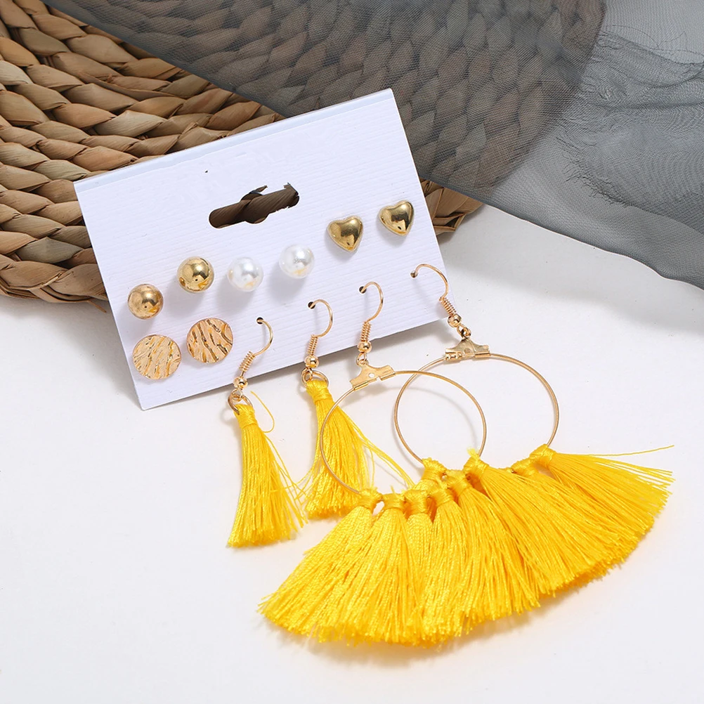 

6 Sets Jewelry for Women Earrings Tassel Women's Jewelries Bohemia Trendy Dangle
