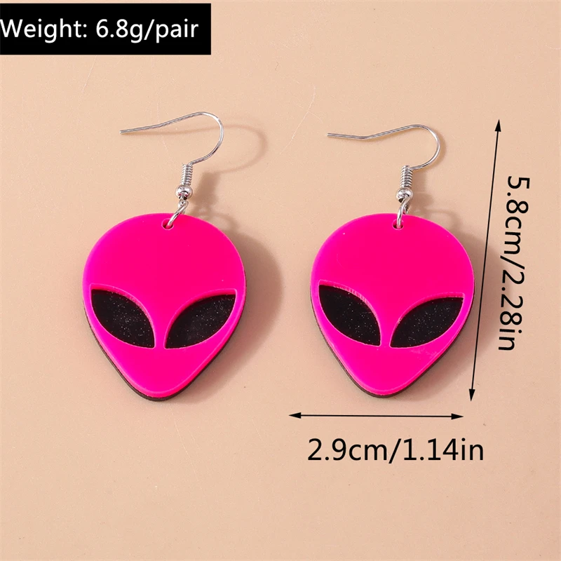 Cartoon-Alien-Tropfenohrringe für Frauen, lustige geometrische baumelnde Ohrringe für Mädchen, Party, Urlaub, Schmuck, Geschenke – Detail 2
