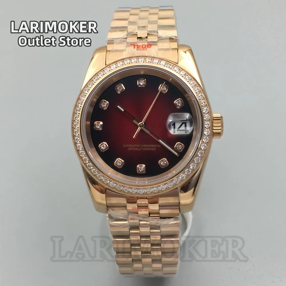 

LARIMOKER 36 мм/39 мм роскошные декоративные бриллиантовые указательные циферблаты мужские NH35 механические часы из нержавеющей стали с сапфировым стеклом водонепроницаемые
