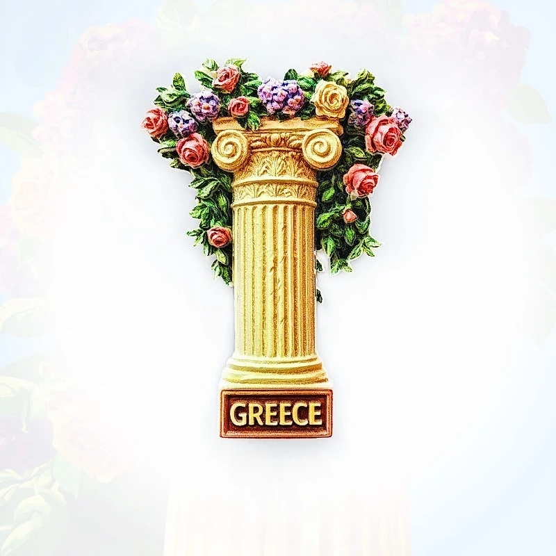 Greek Corinthian Column Fridge Magnet - 3D Ancient Ruins Souvenir Classical Architecture Decor Unique Europe Gift